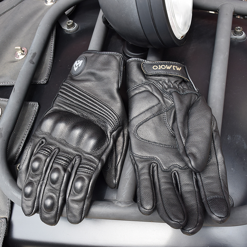 Retro Leder Schwarz Motorrad Handschuhe Männer Sommer Perforierte Atmungsaktive Motocross Handschuhe Touchscreen Moto Racing Ausrüstung Handschuh