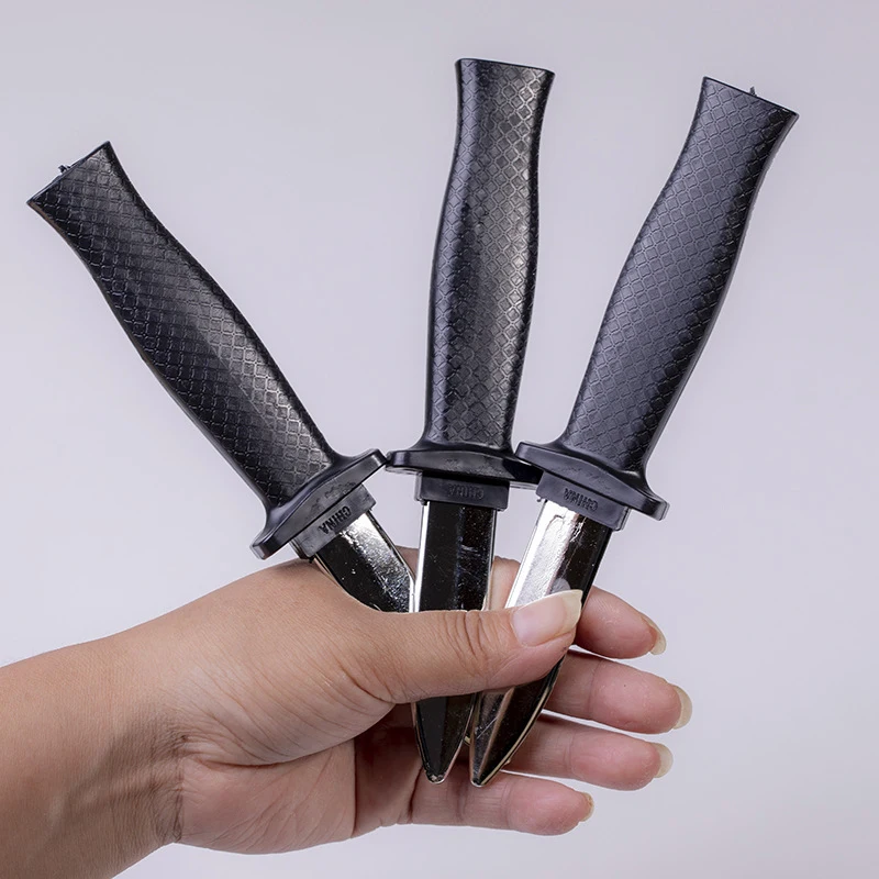 Props ของเล่นตลกเมจิกพลาสติก Retractable มีด Joke Prank Props มีดเคล็ดลับน่ากลัวปลอมกริชตลก