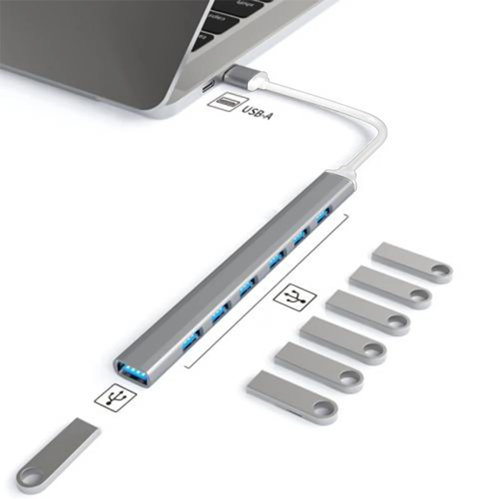 7 Ports USB HUB USB C USB 3.0 HUB 7-in-1 Type C Multi-port USB Splitter OTG Adapter USB Adapter for Macbook Pro Air PC Laptop