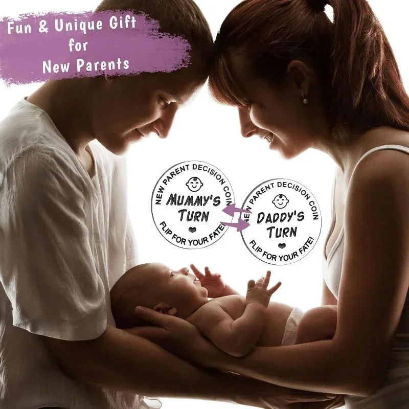 1szt Nowi rodzice Decyzja Moneta Dwustronna Ciąża Prezenty Nowy Tata Mama Prezenty na raz pierwszy, aby być Tata Mama Zabawny prezent dla dziecka
