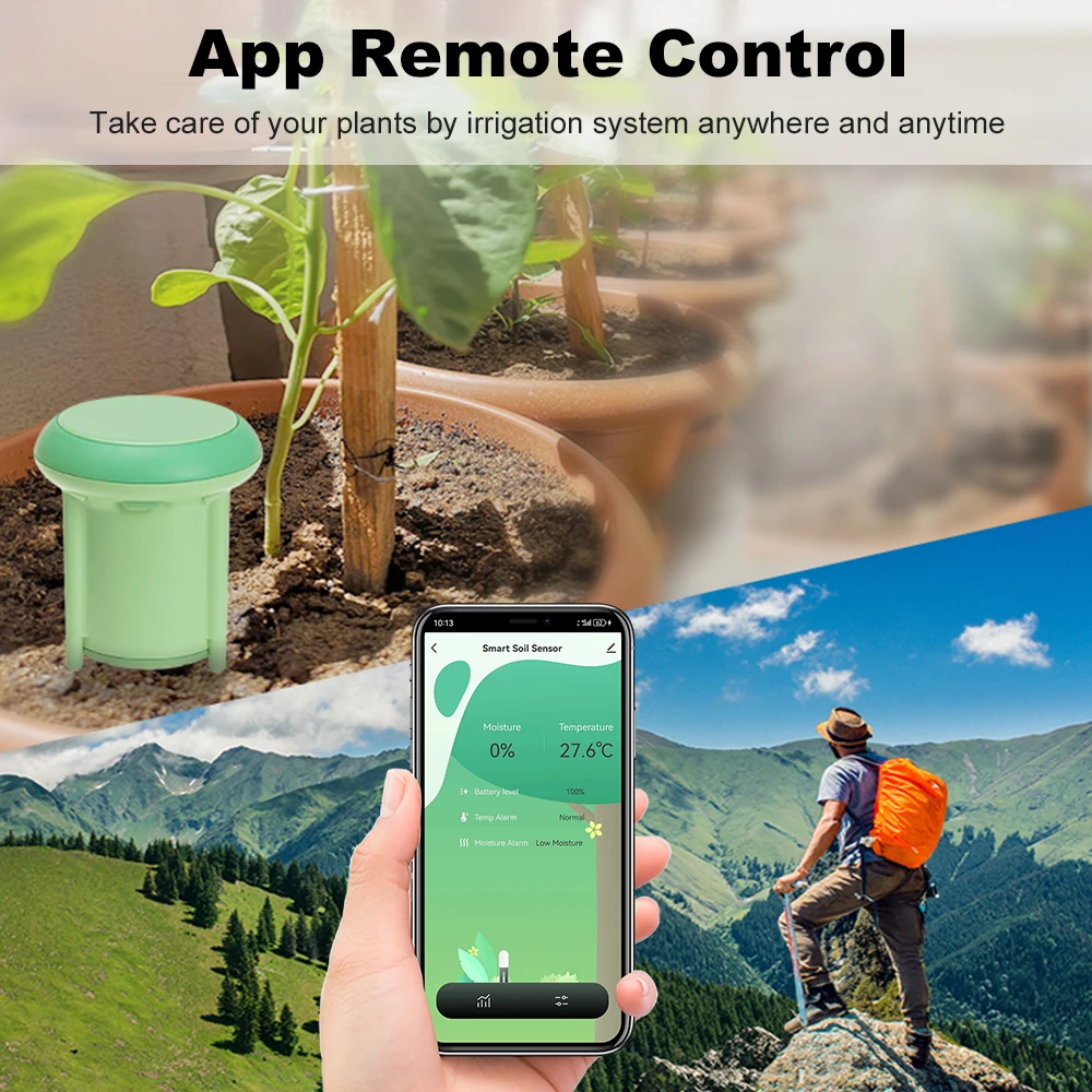 Tuya Zigbee อัจฉริยะเครื่องวัดความชื้นในดินอุณหภูมิและความชื้น Plant Monitor เครื่องตรวจจับสวนปลูกสําหรับ Google Alexa