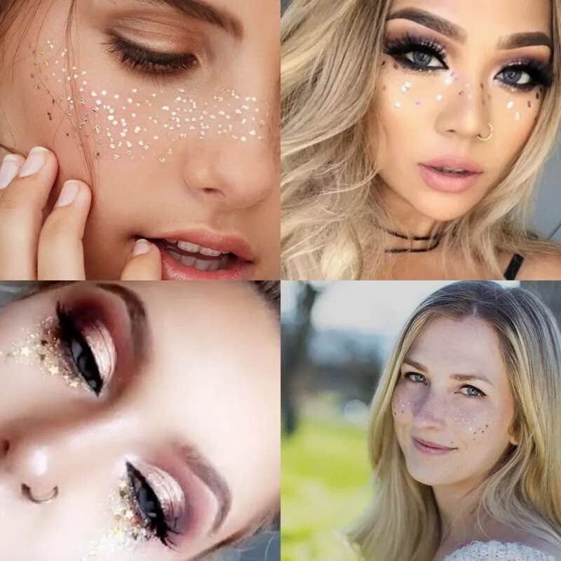 ใหม่กระสติกเกอร์ Tattoo on Face เทศกาลอุปกรณ์เสริม Glitter Bright Face Art Tattoo สติกเกอร์ Face Jewels Gemsface ตกแต่ง