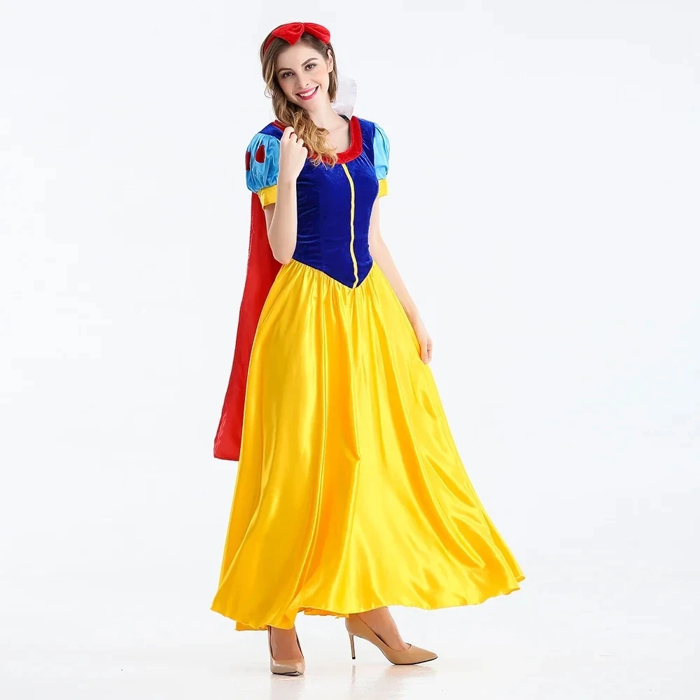 คลาสสิก Fairy Tale Snow White Princess เครื่องแต่งกายผู้ใหญ่ผู้หญิงฮาโลวีนประสิทธิภาพ Fantasia Princess COSPLAY บทบาทเล่นชุด
