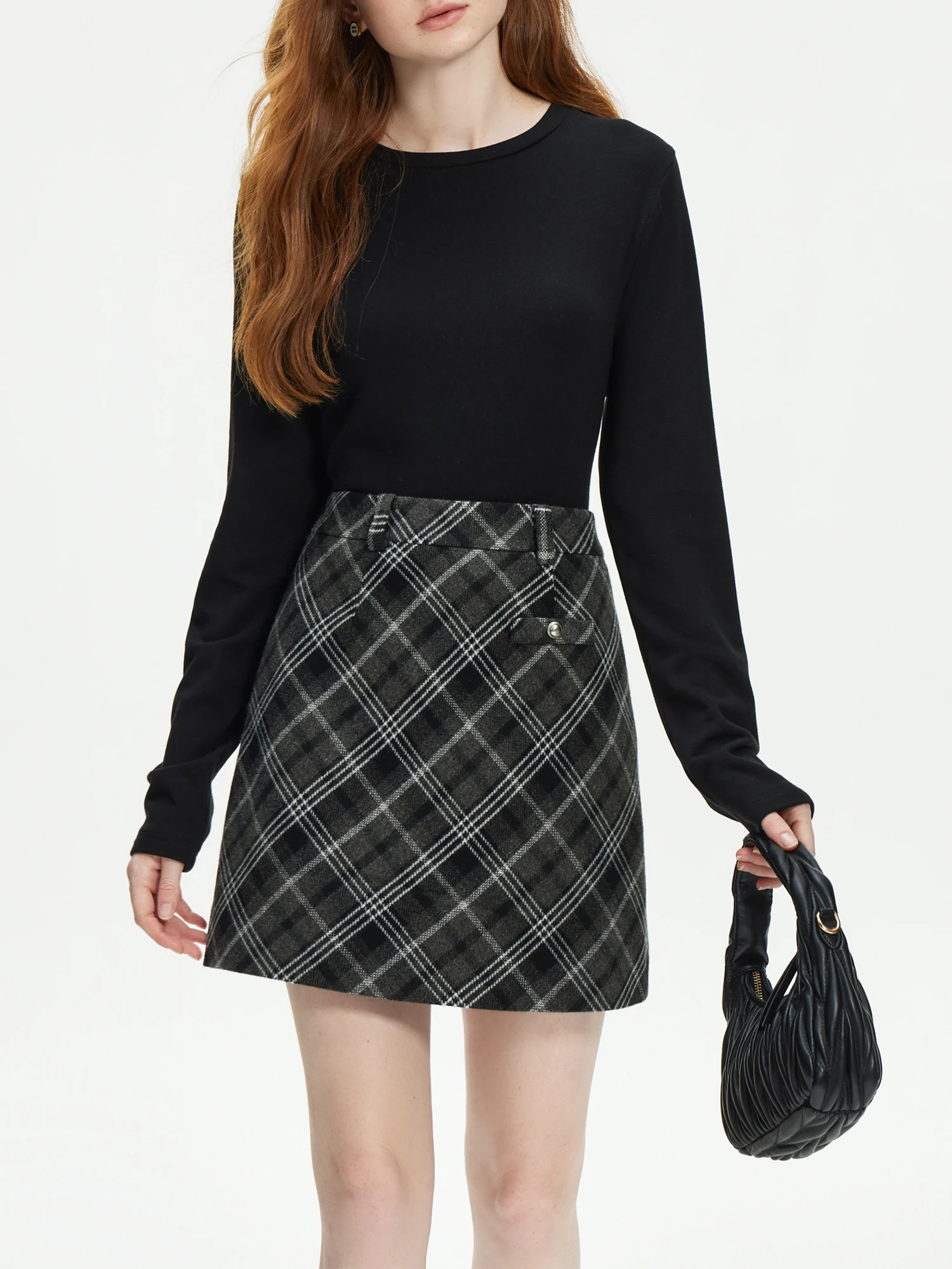 FSLE【4 Farben】Damen-Pullover, braun, lässig, Rundhalsausschnitt, gerade, langärmelig, Oberteile, schwarze Pendler-Pullover 24FS14718