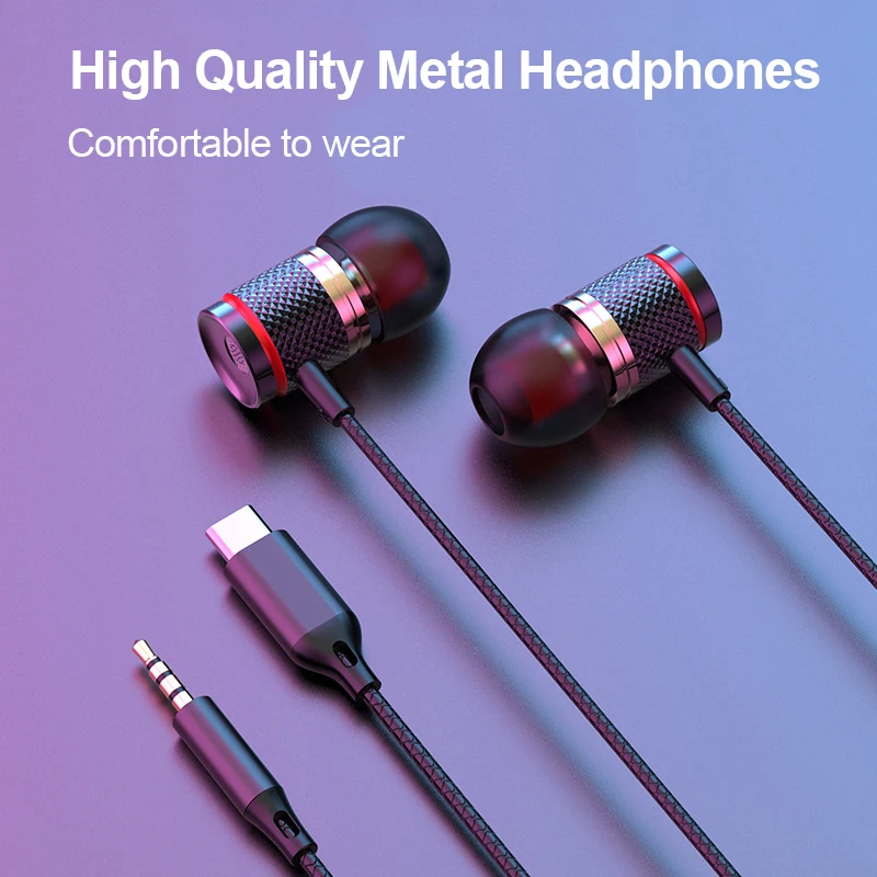 Fone de ouvido com fio com chip digital 3.5mm aux/tipo c intra-auricular 9d hifi surround graves pesados fones de ouvido intra-auriculares para samsung huawei xiaomi mp3 pc