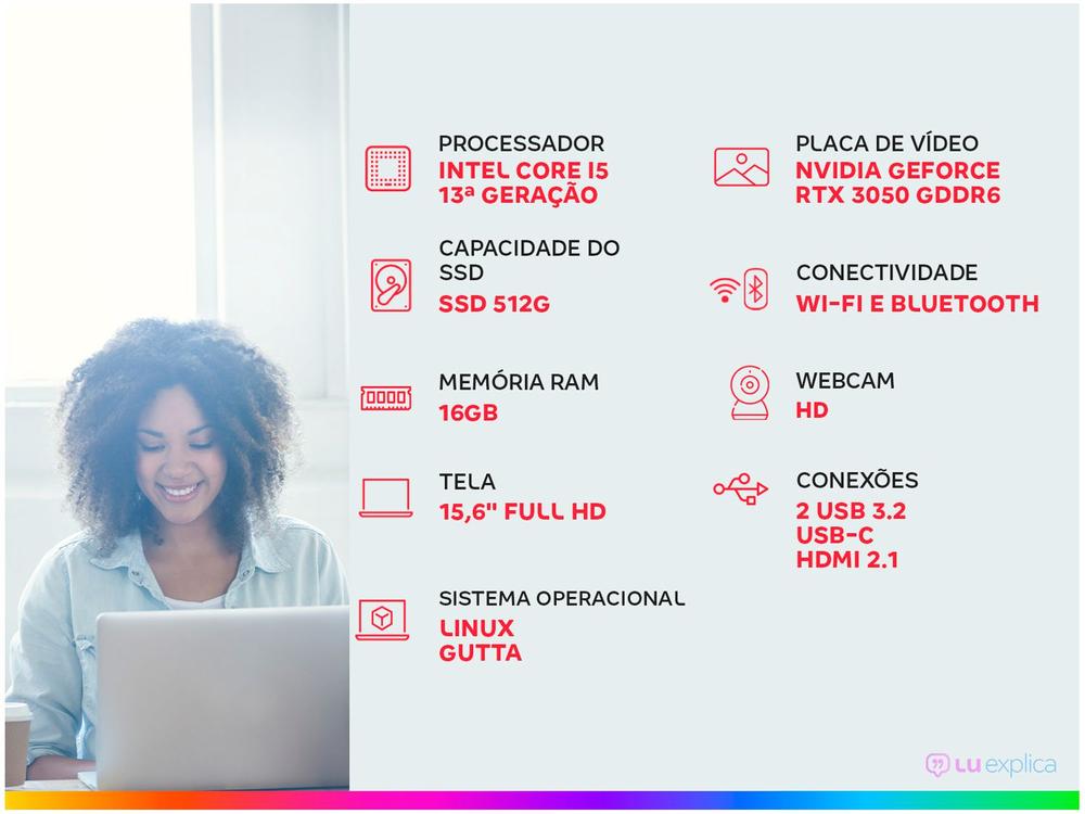 Notebook Gamer Acer Nitro V15 Intel Core i5 512GB SSD 16GB RAM 15,6" Full HD 144Hz IPS RTX 3050 6GB ANV15-51-582R