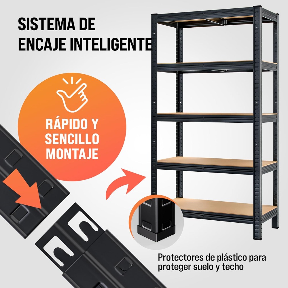 2X Estanterías Métalliques 180x90x40cm 1750 Kg Cargas Pesadas Almacenaje Garage Tableros MDF Plus Grand