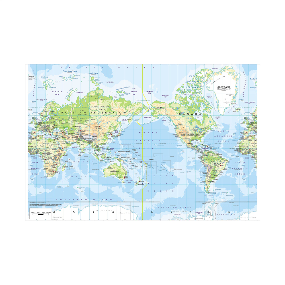 De Wereldkaart 150X225Cm Opvouwbare Niet-Geweven Waterdichte Topografische Kaart Voor Kantoorschooldecorartikelen