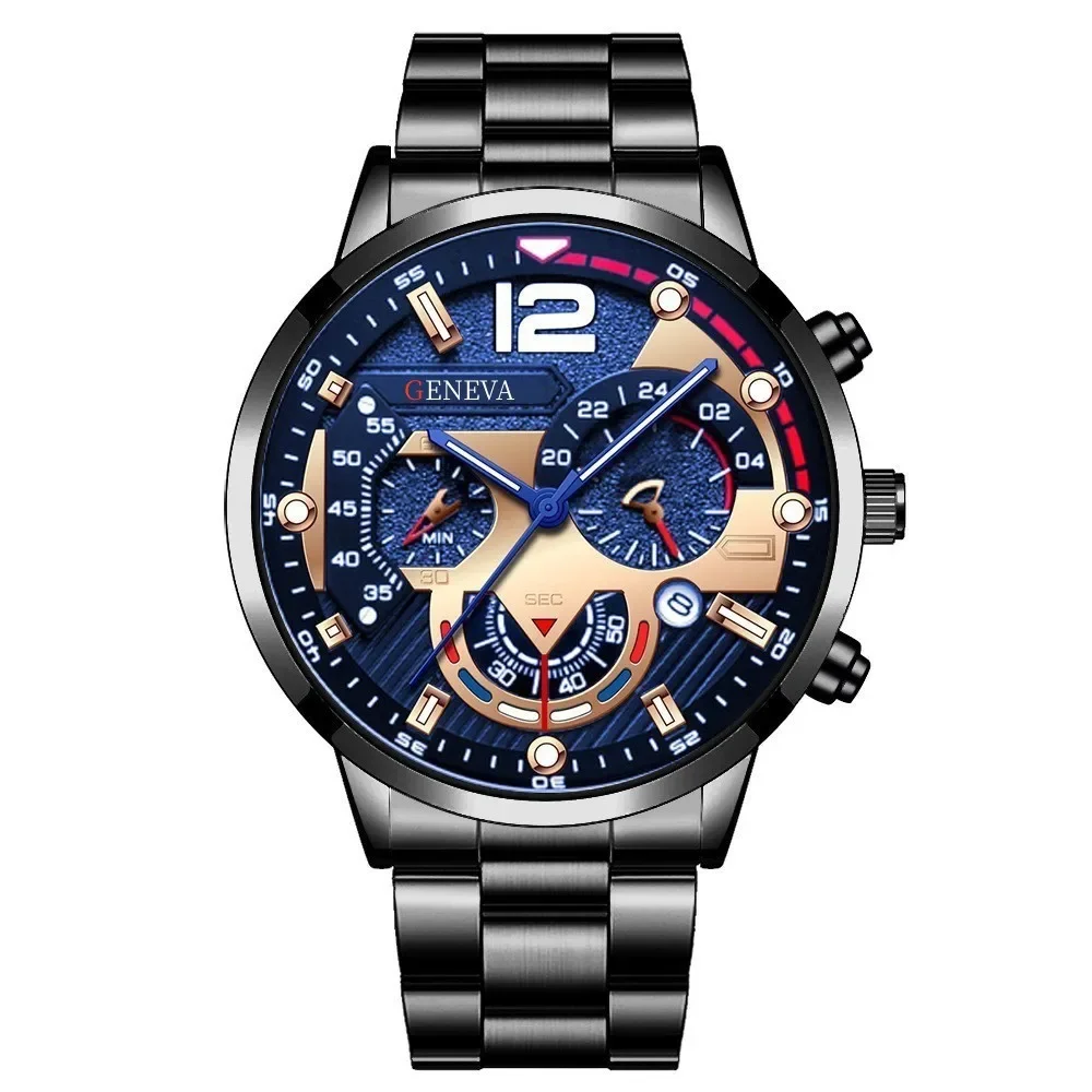 Reloj de pulsera de cuarzo para Hombre, cronógrafo de lujo, de acero inoxidable, luminoso, informal, de negocios