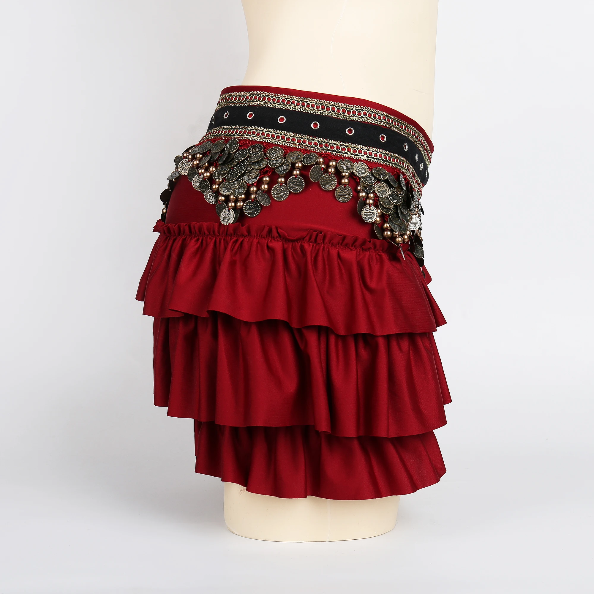 Ropa de danza del vientre Tribal, accesorios de disfraz gitano, envoltura de flecos, cinturones de monedas Retro, bufanda de cadera, cinturón de danza del vientre Shimmy con monedas