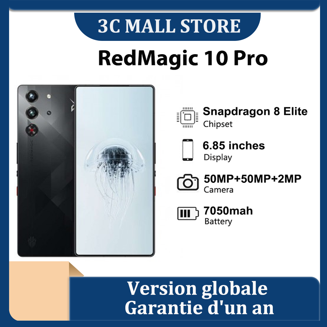 RedMagic 10 Pro, Versão Global, Ins, Snapdragon 8 Elite,7050 mAh, Carga 100W,50MP,NFC,12 GB de RAM,ROM de Go, Telefone