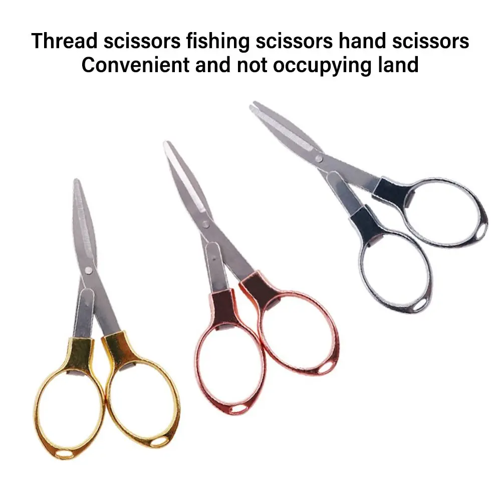 Portable Folding Scissors Hand Tool Folding Fishing Line Cutter Stainless Steel Multifunctional Stationery Scissors Student