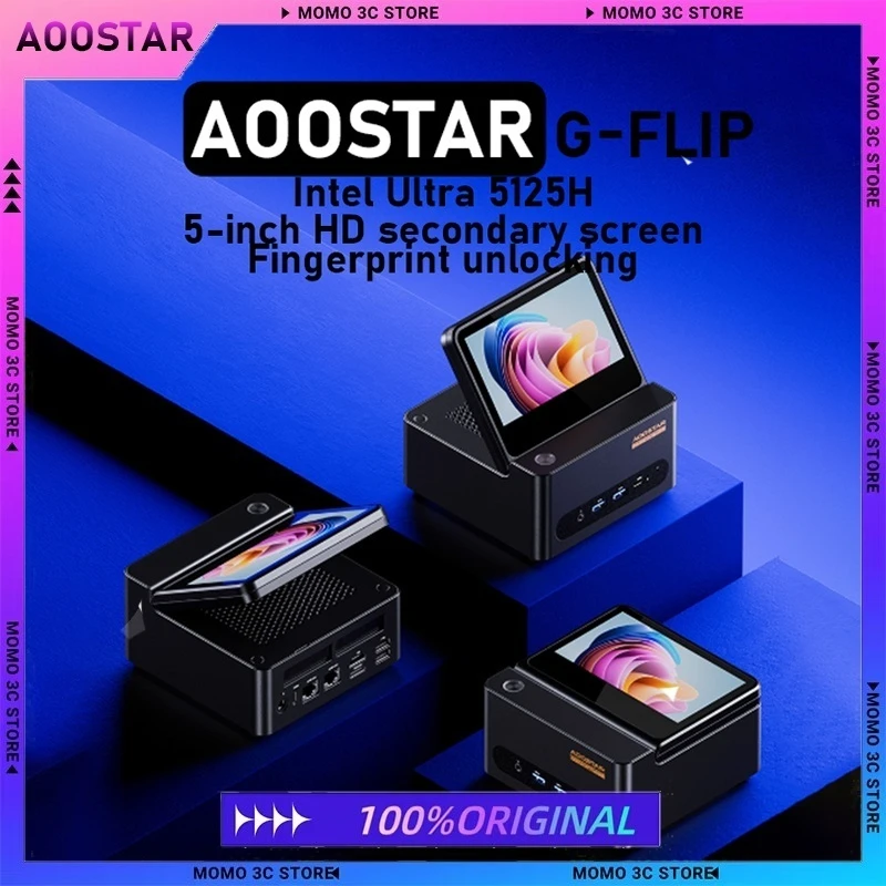 aoostar G-FLIP Intel Core 125H/155H Mini-Konsole, Gaming-Büro-Design, extrem leiser Desktop-Computer, leistungsstarke Mini-Konsole