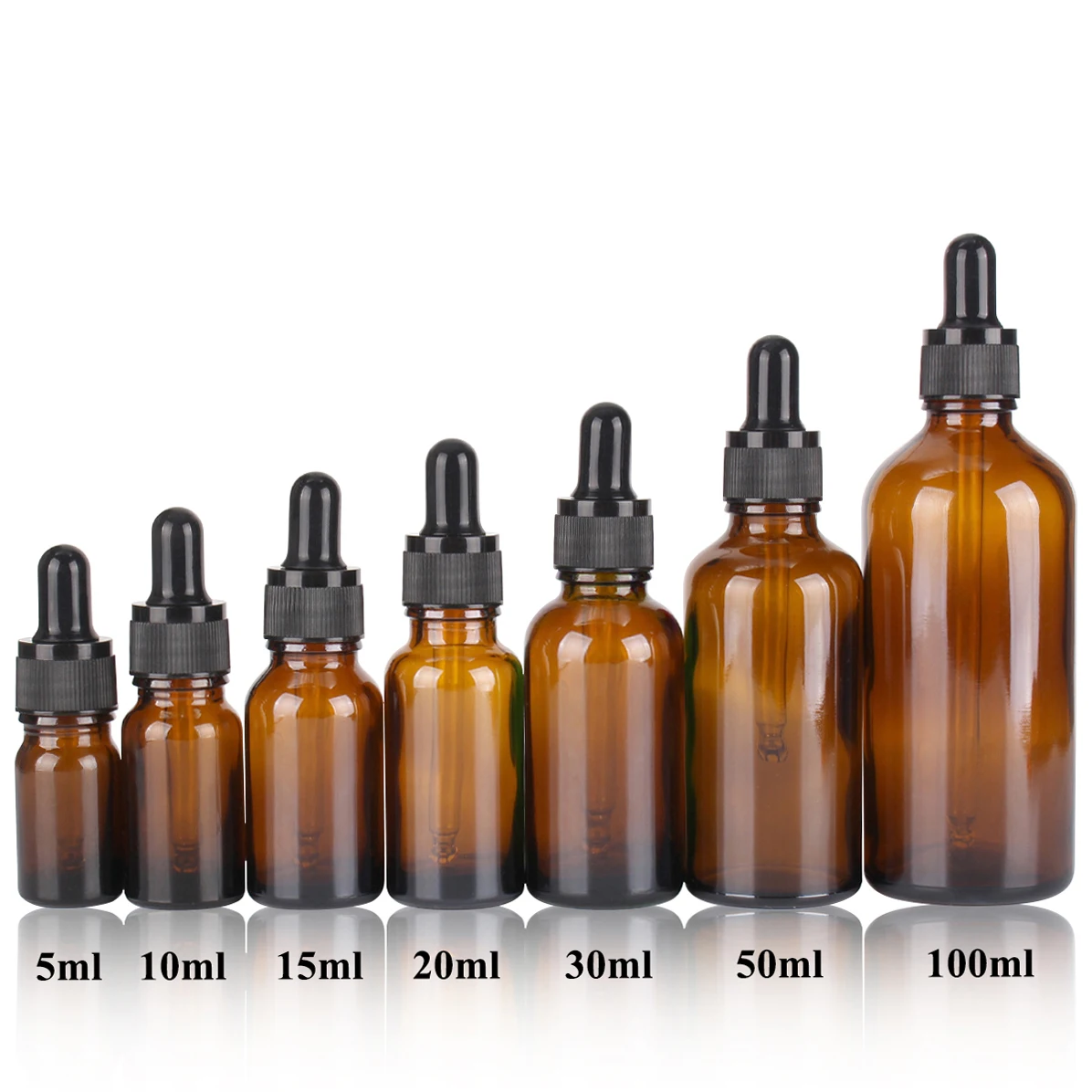 6/12/24 Cái 5Ml 10Ml 15Ml 20Ml 30Ml 50Ml 100Ml hổ Phách Kính Ống Nhỏ Giọt Chai Với Kính Pipet Cho Mỹ Phẩm Nước Hoa Tinh Dầu