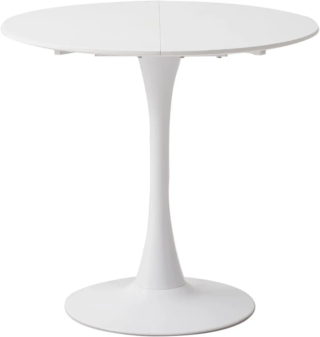 Runder Esstisch, moderner lässiger Esstisch, geeignet für 4–6 Personen, Wohnzimmer, Esszimmer, Küche, Café – Weiß –