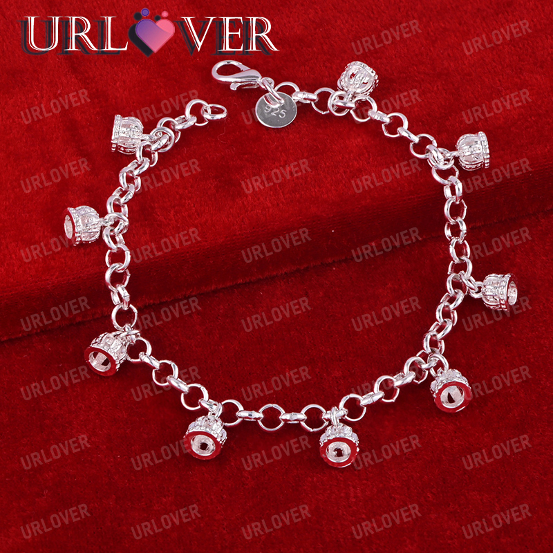URLOVER gelang emas 18K mahkota kecil, gelang liontin untuk pesta wanita, perhiasan liontin Fashion, hadiah ulang tahun