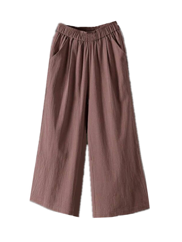 Pure Cotton Wide Leg Pants Women's Summer Loose Mom Large Size Containing Cotton Nine Points Casual Pants High Waist Straight...