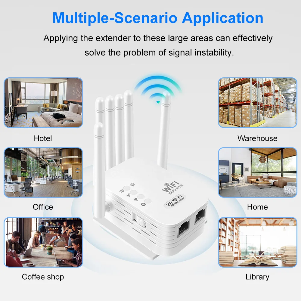 1200Mbps Wireless WiFi Repeater Dual Band 2.4G 5G Wireless Signal Extender Wi-Fi Amplifier Router Long Range Signal Booster