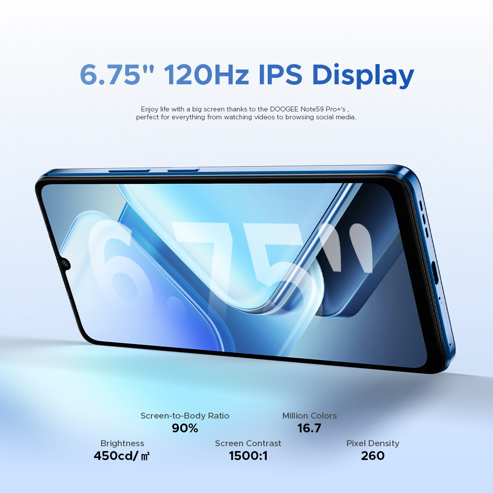 【Brand+】DOOGEE Note59 Pro+ 5G Smart phone Android 15 6250mAh Battery 6.75'' 120Hz Screen 12GB 512GB AI Camera Cell Phone