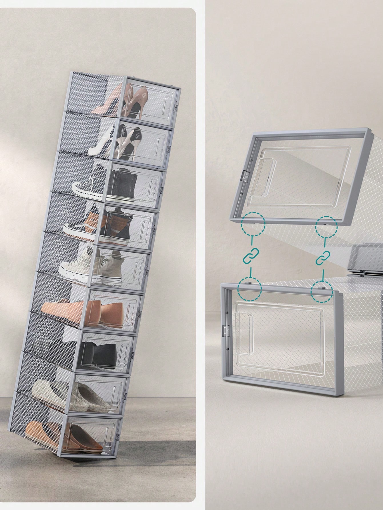 SONGMICS Zapateros apilables, plegables, aptos para hasta el Reino Unido, talla 11