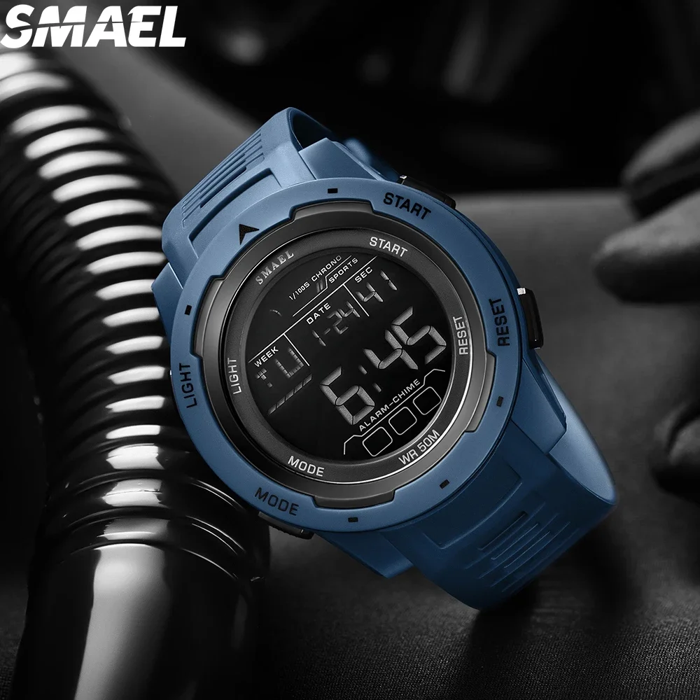 Reloj SMAEL 8105 para hombre, relojes digitales, relojes de pulsera deportivos LED, reloj resistente al agua hasta 50m, cronómetro con luz Digital