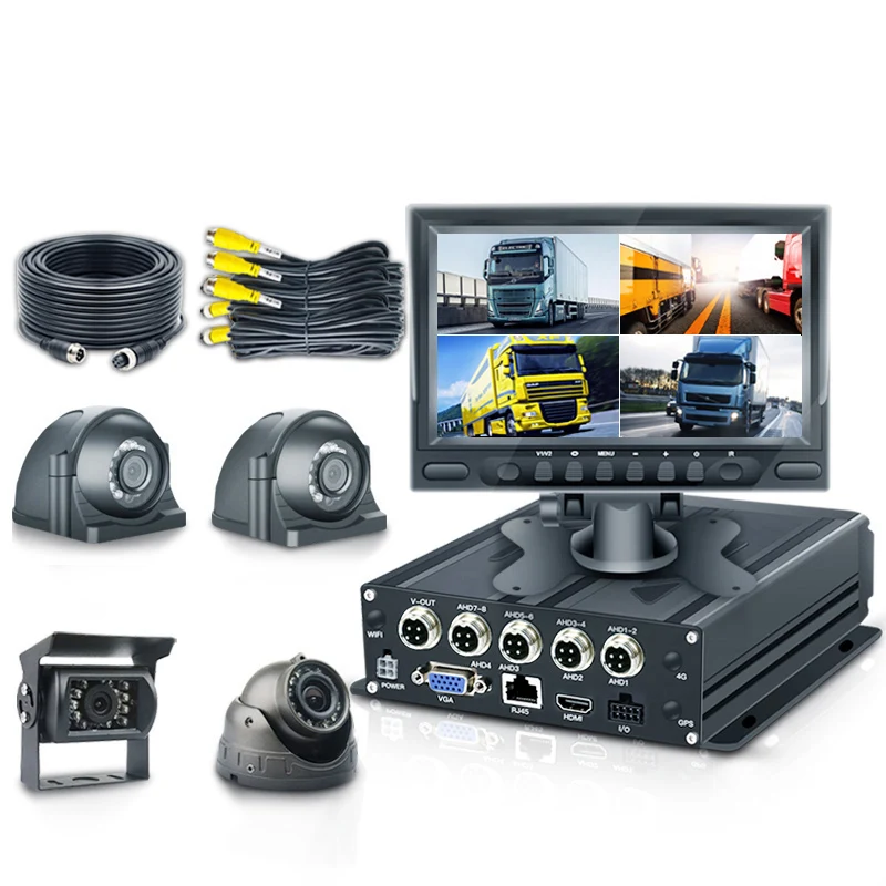 Bus Truck 4CH SD Mobile DVR 360 Surround View 7 Inch Monitor Camera System 1080P MDVR Digital Video Recorder
