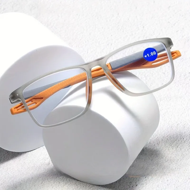 Vintage TR Reading Glasses - Ultralight Non-Slip Rectangular Presbyopic Eyewear Ideal Gift for Men & Women +1.0 to +4.0 Strength