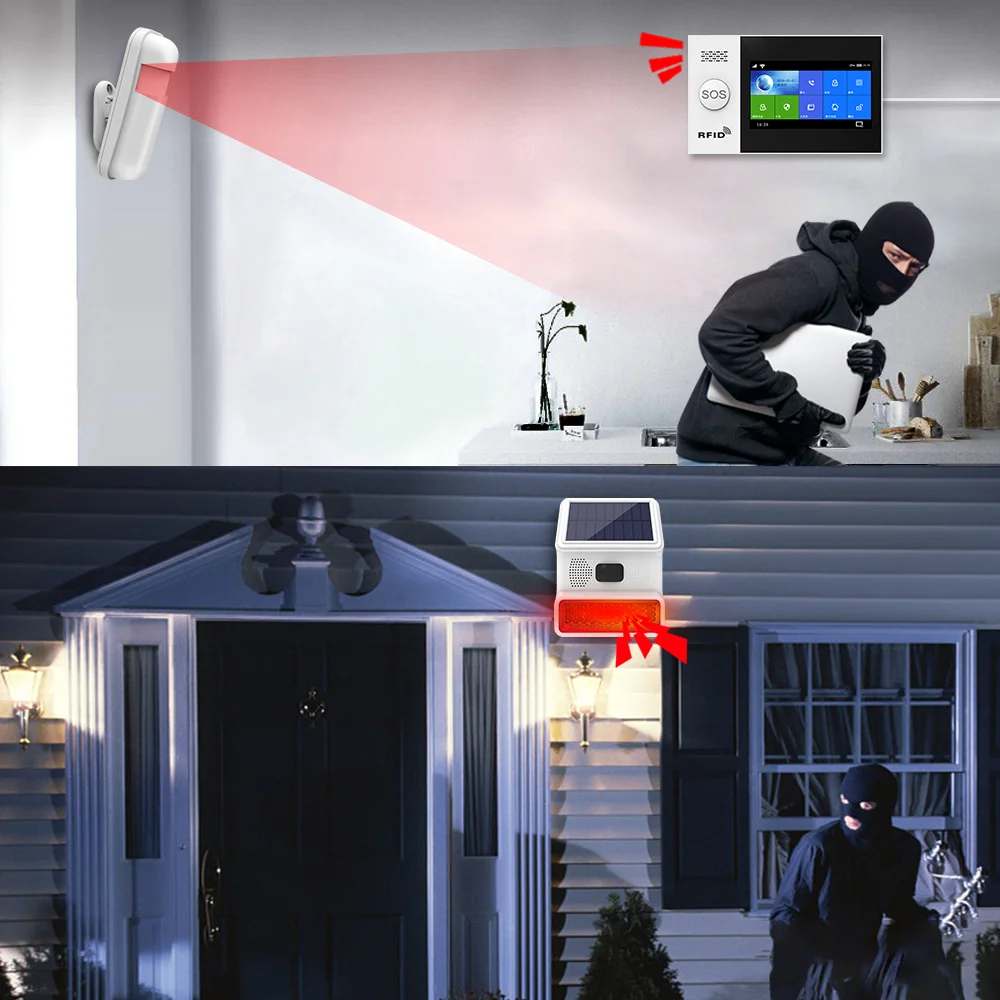 TAIBOAN 433MHZ ไร้สายพลังงานแสงอาทิตย์ SIren เสียงแฟลชนาฬิกาปลุกกลางแจ้ง Horn สําหรับ WiFi GSM Home Security ALARM System
