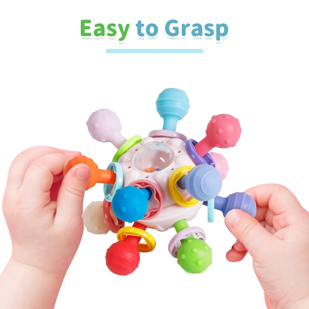 ของเล่นเด็ก 0 12 เดือนหมุน Rattle Ball Grasping กิจกรรมของเล่นพัฒนาเด็กซิลิโคน Teether Sensory ของเล่นสําหรับทารกของขวัญ