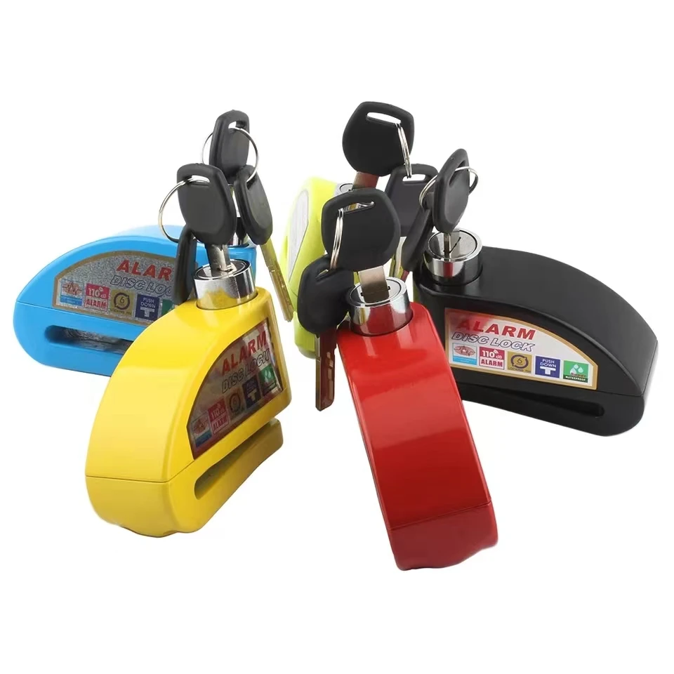 Motorcycle Bicycle Lock Alarm Safety Protection Padlock Disc Aluminum Alloy Anti-Theft Reminder Rope Lock Bag Motorcycle Accesso