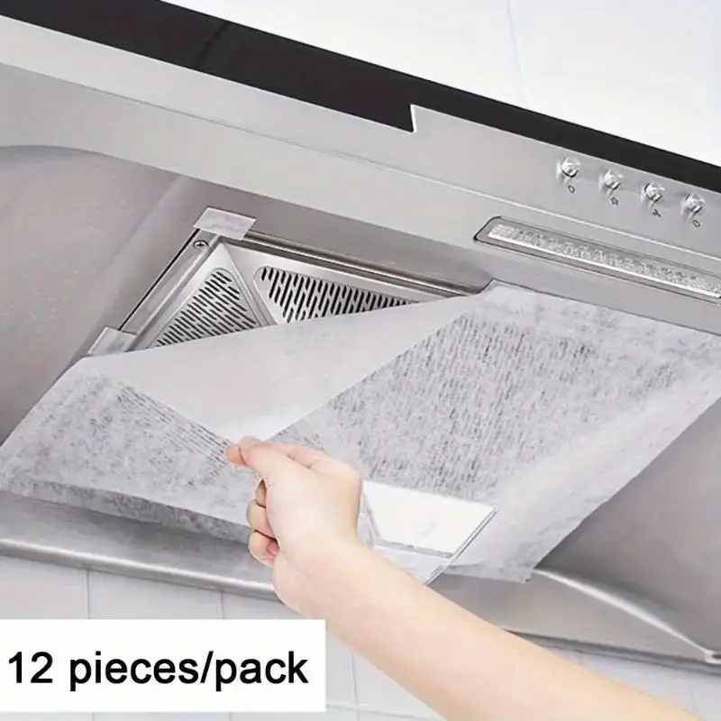 Paquete de 12 filtros para campanas extractoras de alta resistencia, cubiertas de malla absorbentes de aceite para ventilación de cocina, fácil instalación