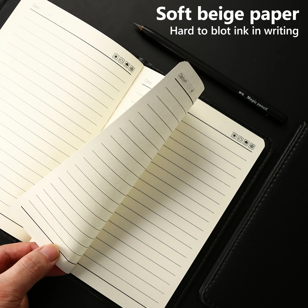 Clearance_M&G 80 Seiten schwarze Büro-Notizbücher, Meeting-Notizbücher mit Lederbindung, inklusive Tagebücher, Business-Notizblöcke 32/25/18K_C