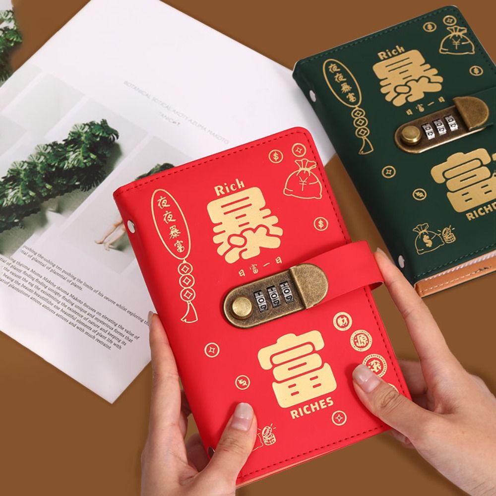 50 vellen geld besparen bindmiddel PU leer hervulbare planner organisator draagbare portemonnee opslag budget bindmiddel met slot