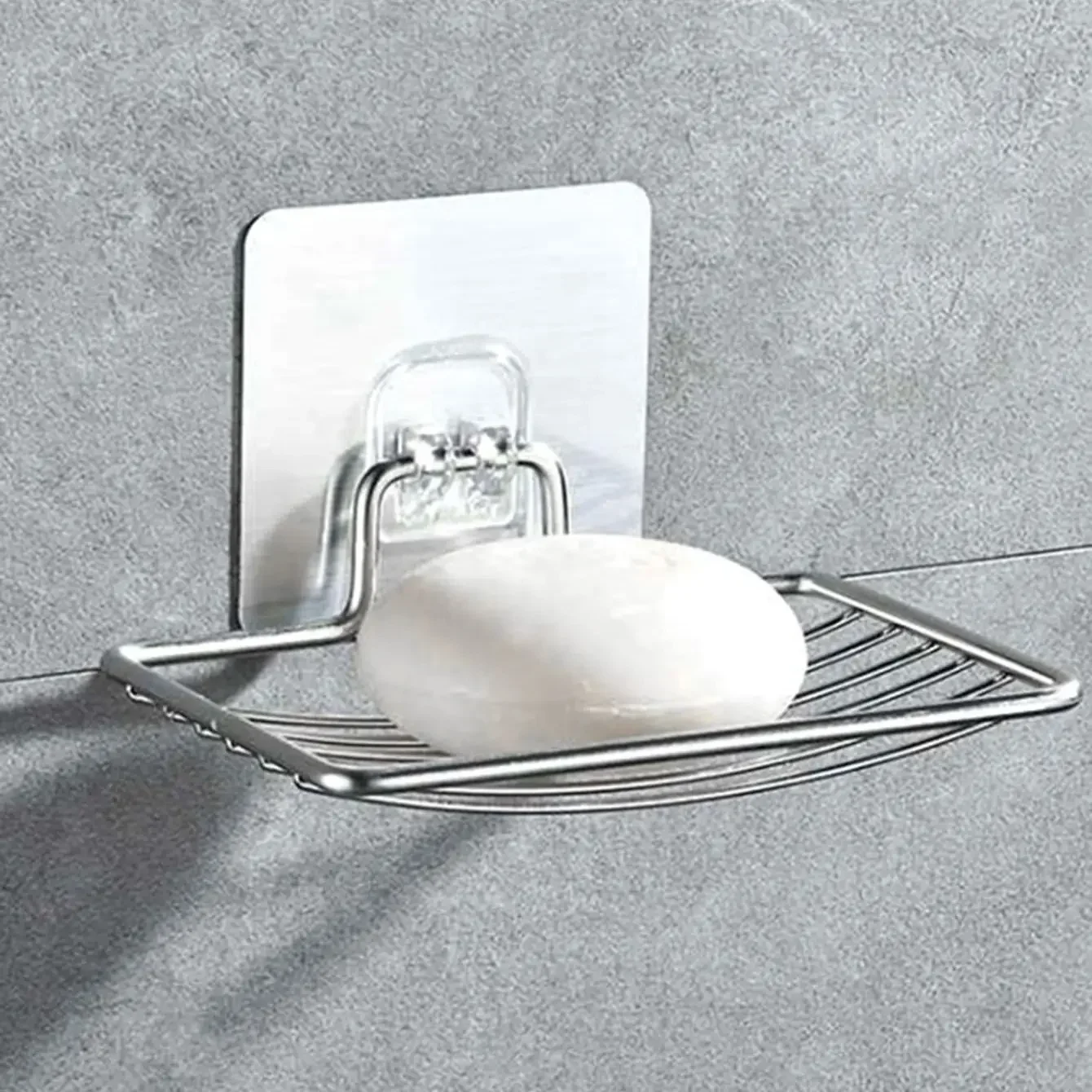 1 jabonera de acero inoxidable, jabonera montada en la pared, bandeja de jabón de drenaje, estante de almacenamiento de jabón simple en el baño del hogar