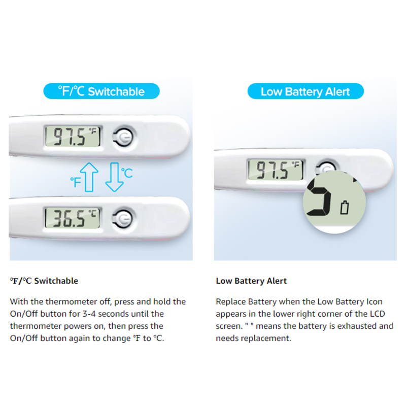 2 個温度計電子ハードヘッド口腔脇の下温度測定家庭用大人子供温度計