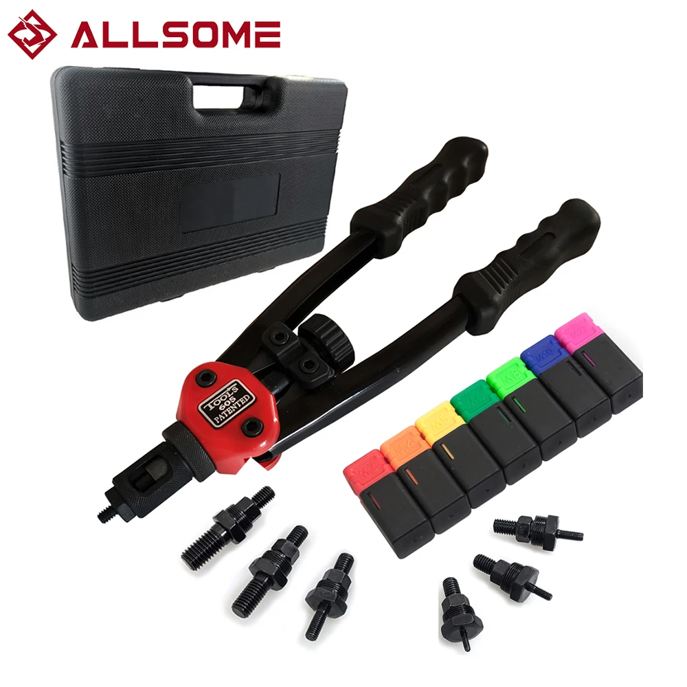 ALLSOME BT-605 herramienta de pistola remachadora herramienta de tuerca de remache de inserción Manual mandriles M3 M4 M5 M6 M8 M10 M12 HT2597