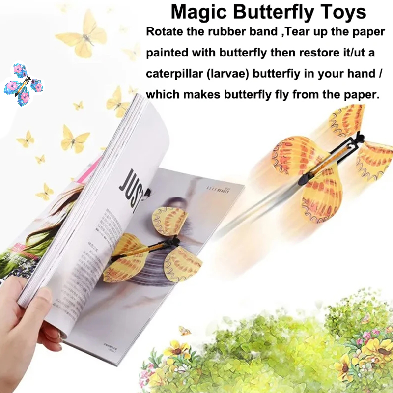 10PCS Zufällige Farbe Magie Fliegende Schmetterling Wind Up Spielzeug Lesezeichen Internet Celebrity Bunte Schmetterling Simulation Party Geschenk