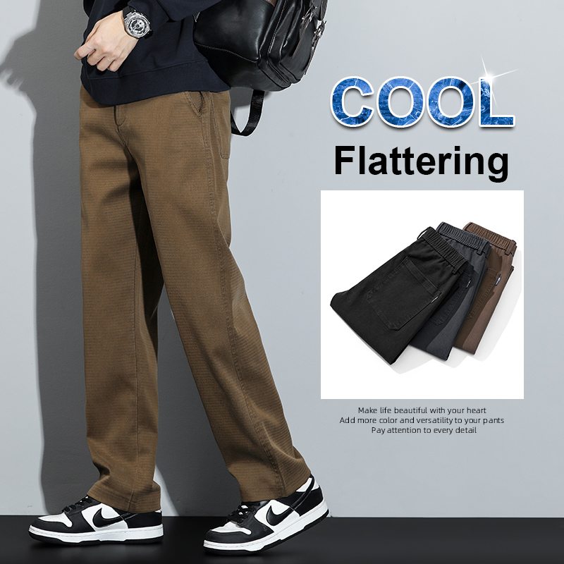 Hommes Lyocell droit ample taille élastique jean 2025 automne hiver marque de mode confortable polyvalent pantalon grande taille 5XL