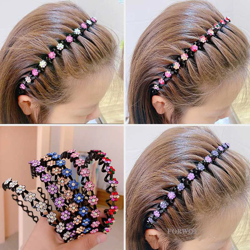 Novo antiderrapante strass headbands onda sólida hairbands para mulheres meninas moldura moda argola de cabelo senhoras boutique acessórios de cabelo
