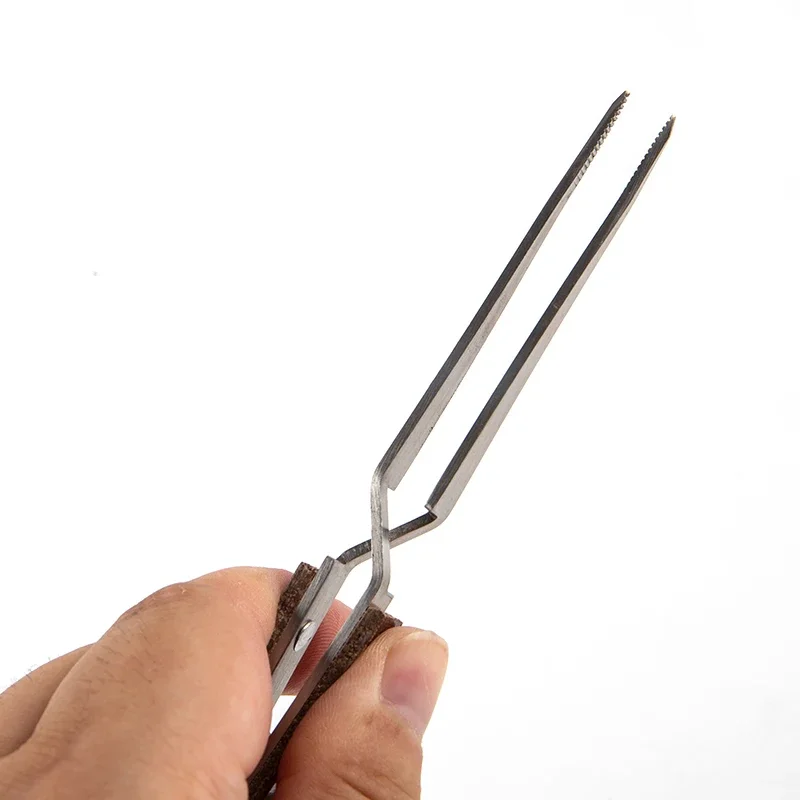 สแตนเลสสตีลล็อคแหนบ Self ปิดเครื่องประดับบัดกรีหัตถกรรมซ่อมเครื่องมือฉนวน Tweezer ปลายข้อศอกตรง