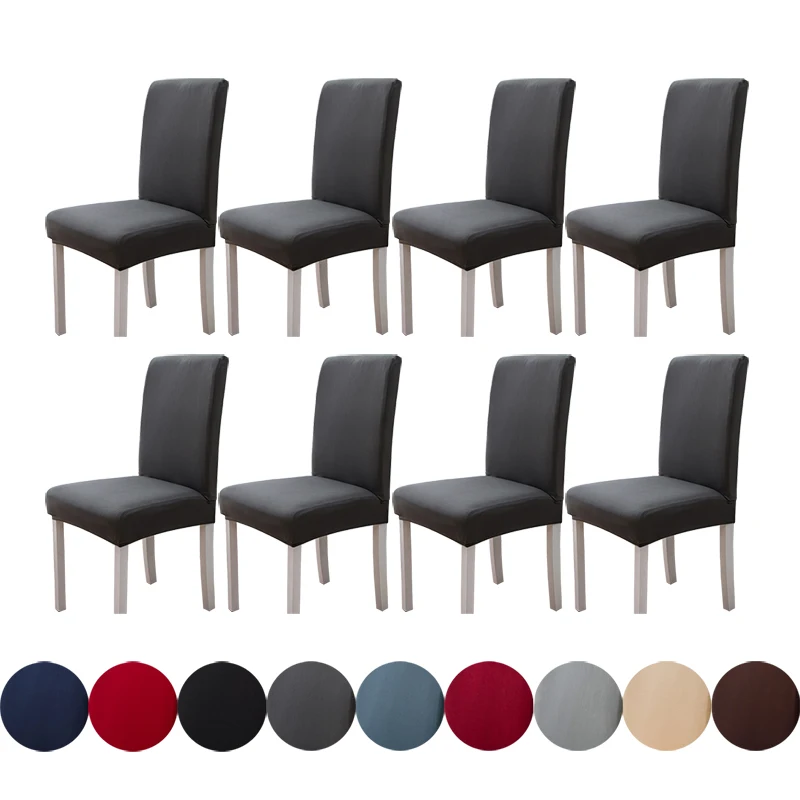 Fundas para sillas de Color sólido de seda de leche para sala de estar, boda, comedor, banquete, oficina, fundas elásticas para sillas, Protector, decoración del hogar