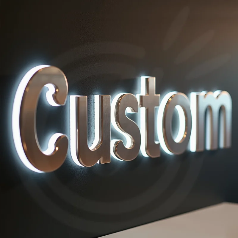Custom 3D LED Backlit Illuminated Light Up Metal Letters Sign For Outdoor Business Storefront Waterproof Advertising Signage