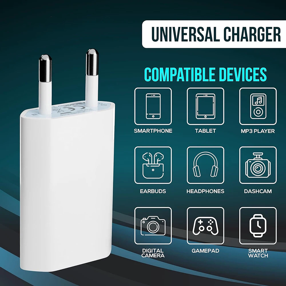 5V/1A USB Home Travel Charger 1-5Pcs EU Plug Power Wall Adapter Mobile Phone Charger Power Adapter For iPhone Samsung Xiaomi 14