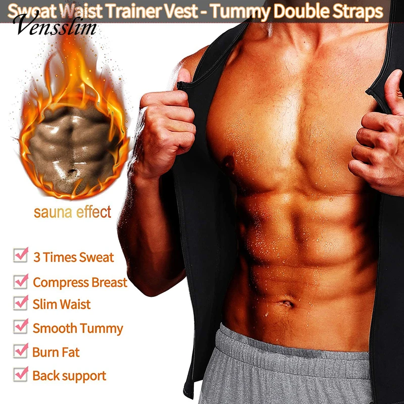 Vensslim Männer Body Shaper Taille Trainer Weste Abnehmen Hemd Sauna Schweiß Kompression Unterhemd Shapewear Fat Burner Workout Tops