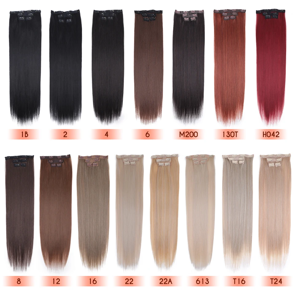 高貴な髪合成クリップヘアエクステンション 4 ピース/セット 24 インチロングストレートオンブル 8 クリップでヘアエクステンション女性のためのヘアピース
