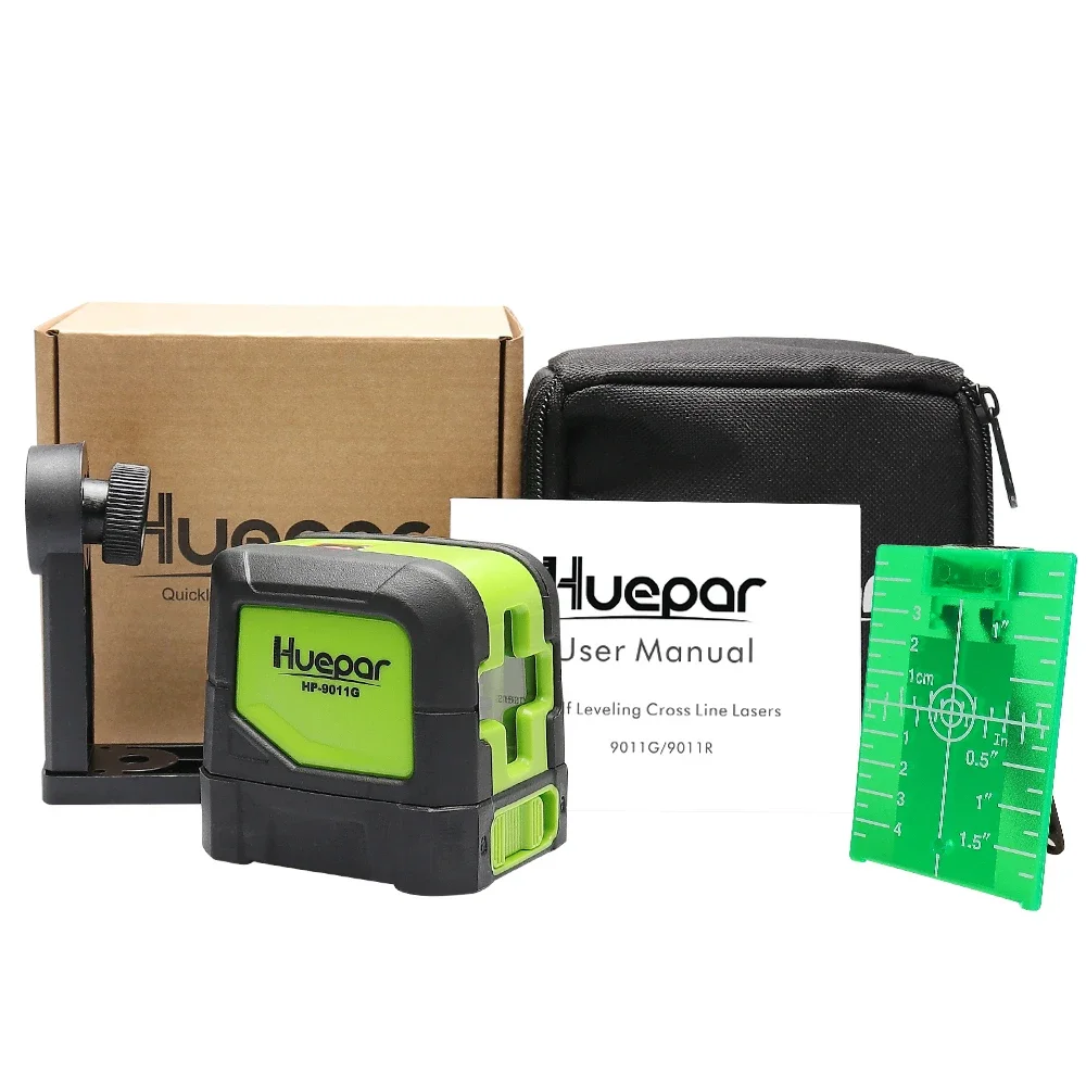 Huepar 2 Dòng Laser Tự Levelling ( 4 Độ) xanh Đỏ Chùm Tia Laser Ngang & Dọc Chéo Cùng Với Đế Từ Tính