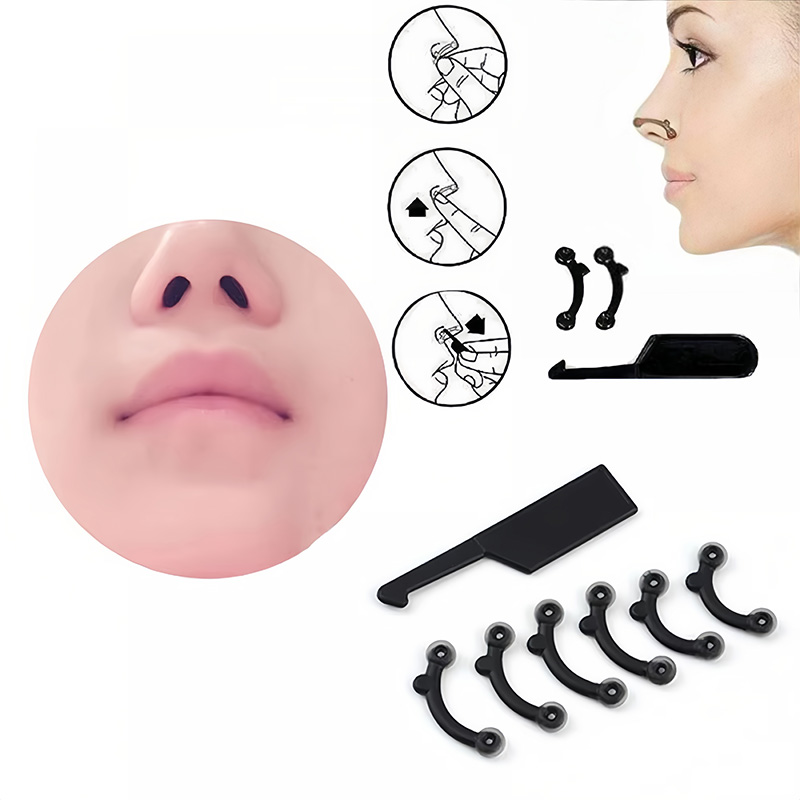 6 pc/set beleza nariz clipe corrector ferramenta de massagem nariz para cima levantamento moldar clipe clipper shaper ponte alisamento sem dor 3 tamanho
