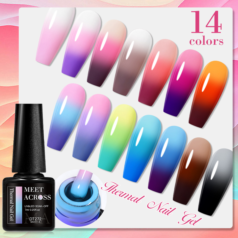 Esmalte de uñas de Gel térmico de 7ml, Gel que cambia de Color con temperatura de 3 capas, barniz de Gel UV para decoración de uñas semipermanente gris de invierno
