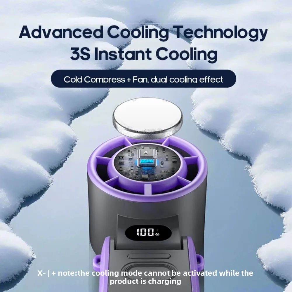 Mini Handheld Turbo Cooling Fan High-speed Cold Air 3600mAh USB Rechargeable Cold Compress Fan Foldable Portables Desktop Fan