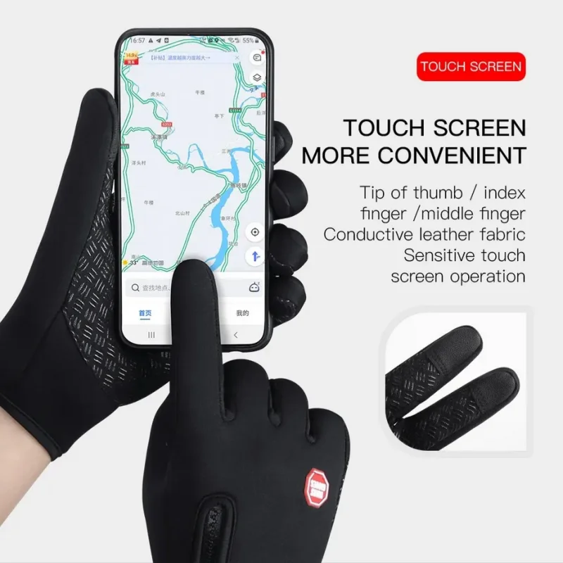 ฤดูใบไม้ร่วงฤดูหนาวถุงมือมอเตอร์ไซด์ผู้หญิงWindproof Anti-Slip Touchscreenขนแกะอุ่นสําหรับถุงมือทํางานผู้ชายกีฬาจักรยาน